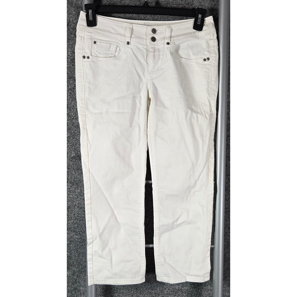 Tommy Bahama Island Crop Jeans White Sun Baked Wash Medium Rise Size 2 26x23
